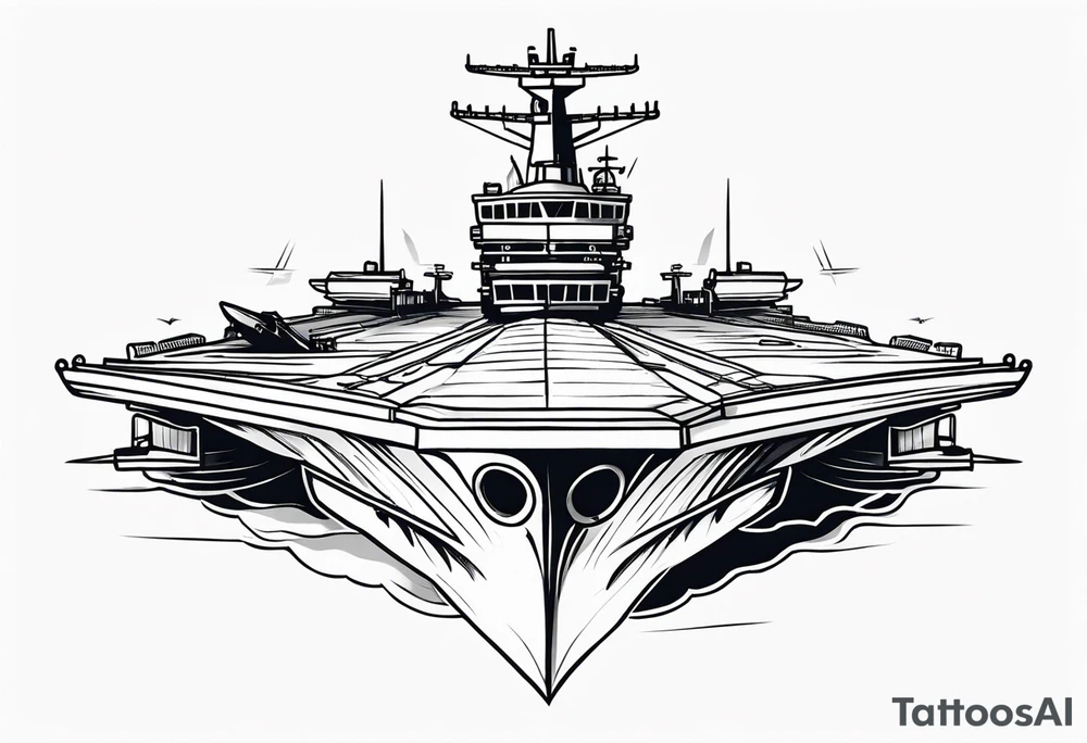 front view aircraft carrier tattoo idea