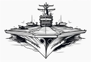 front view aircraft carrier tattoo idea