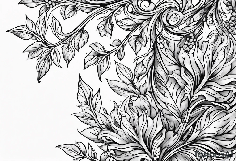 thin vines with leaves tattoo idea