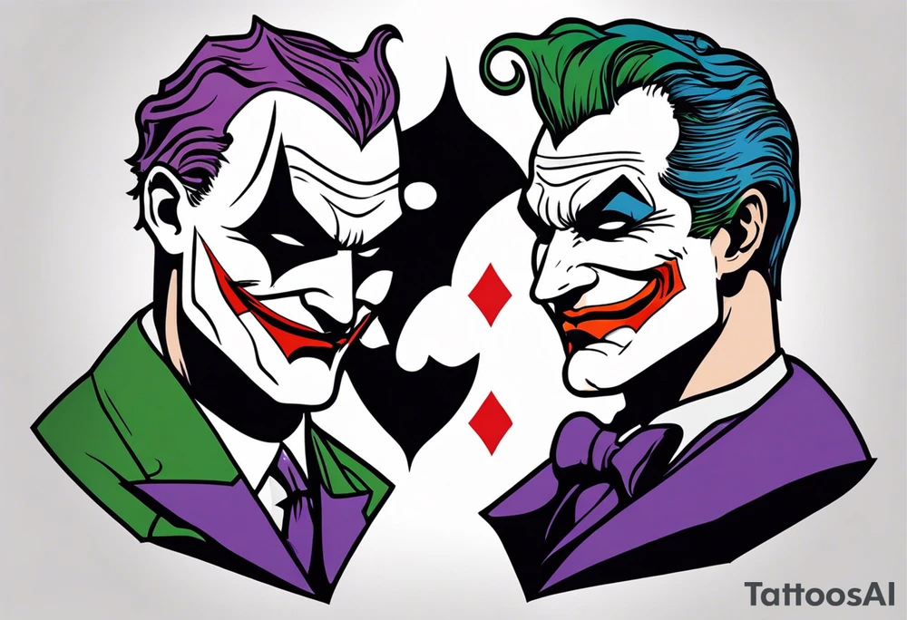 joker and batman on card game tattoo idea