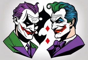 joker and batman on card game tattoo idea