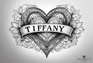 TIFFANY name, love heart on end tattoo idea