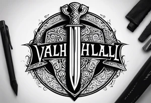 Valhalla shield sword tattoo idea