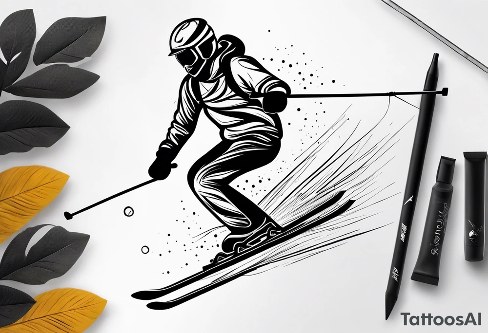 Skier in motion, single line tattoo idea