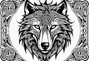 Celtic wolf face tattoo idea