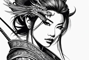 full beautiful female samurai with a dragon tattoo idea