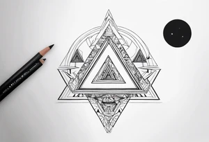multiple small triangle portals to fantasy world, forearm tattoo tattoo idea