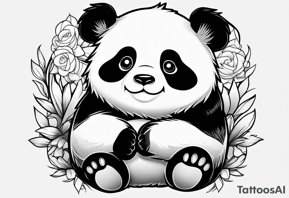 a fat cute panda tattoo idea