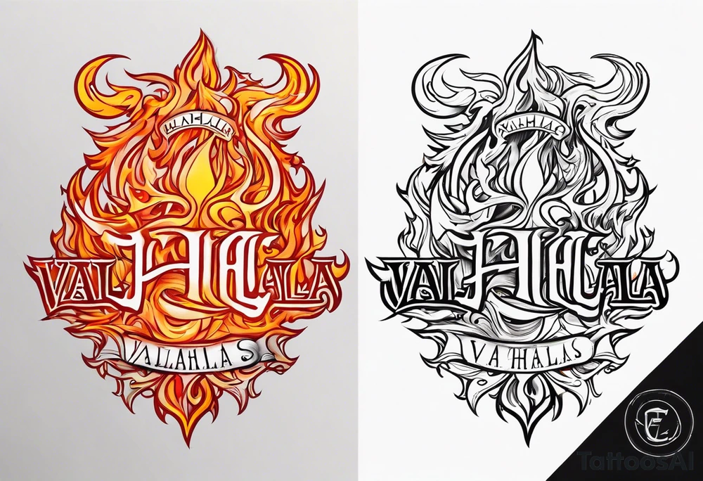 Valhalla flames tattoo idea