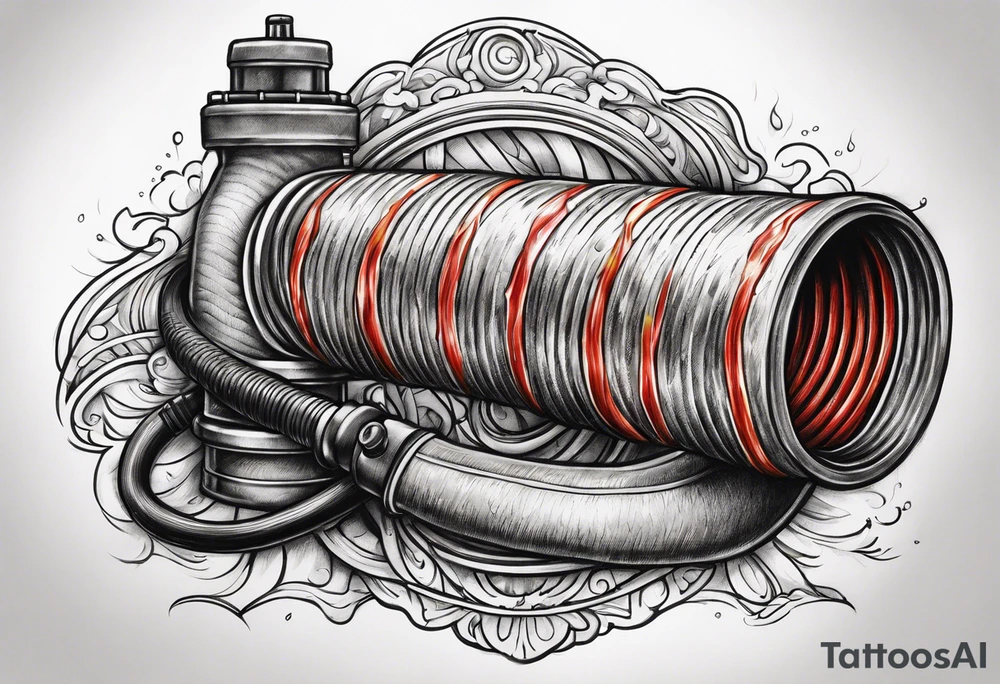 Fire hose with nozzle tattoo idea