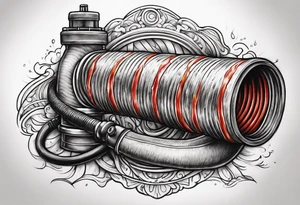 Fire hose with nozzle tattoo idea