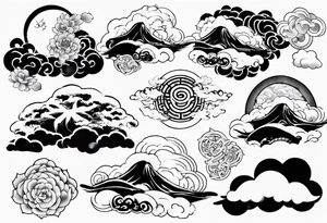 Japanese cloud with gojo anime tattoo idea