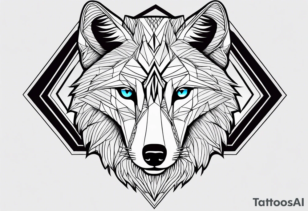 Une tête loup réaliste énervé avec la moitié de sa tête droite en squelette tattoo idea