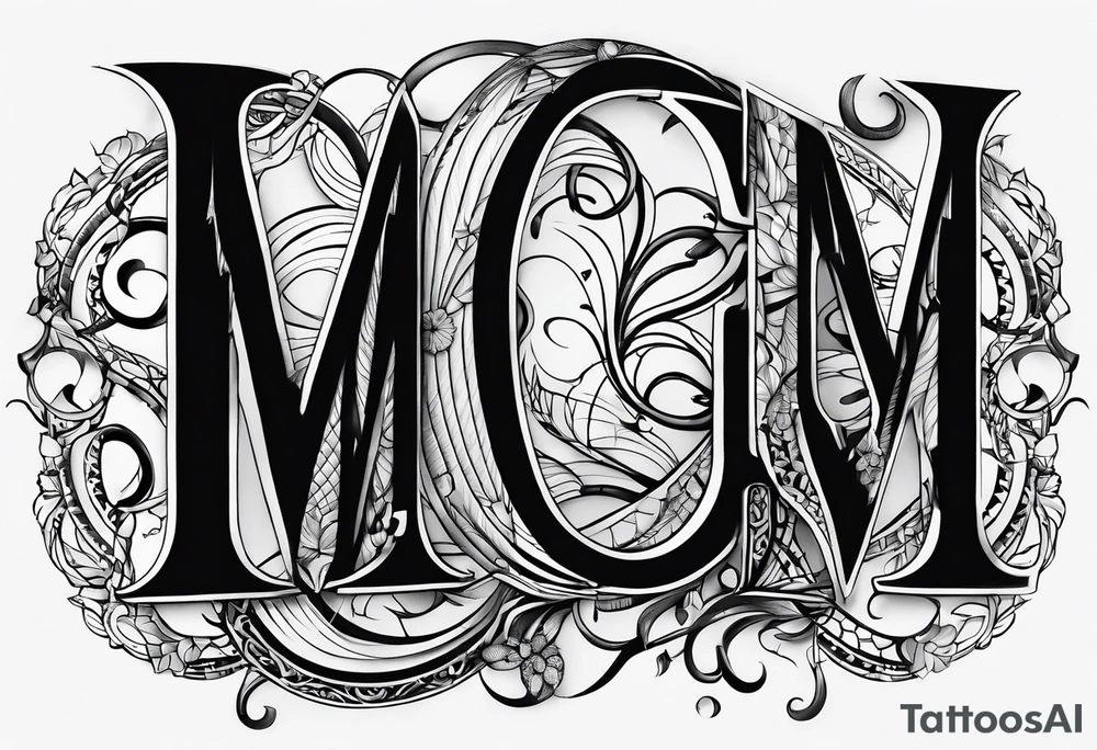 letters “ E S C M” meshed together tattoo idea