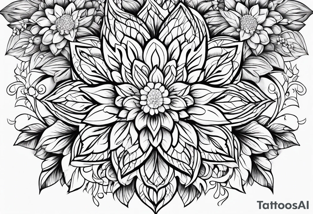 ornaments of flowers tattoo idea