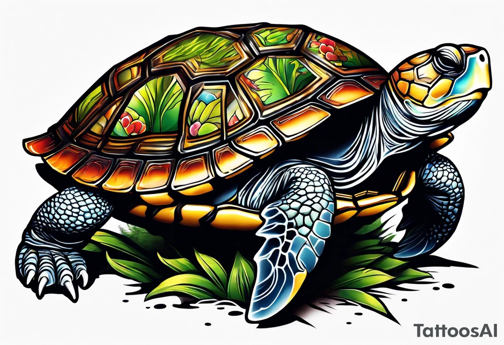 turtle with spiked shell tattoo idea