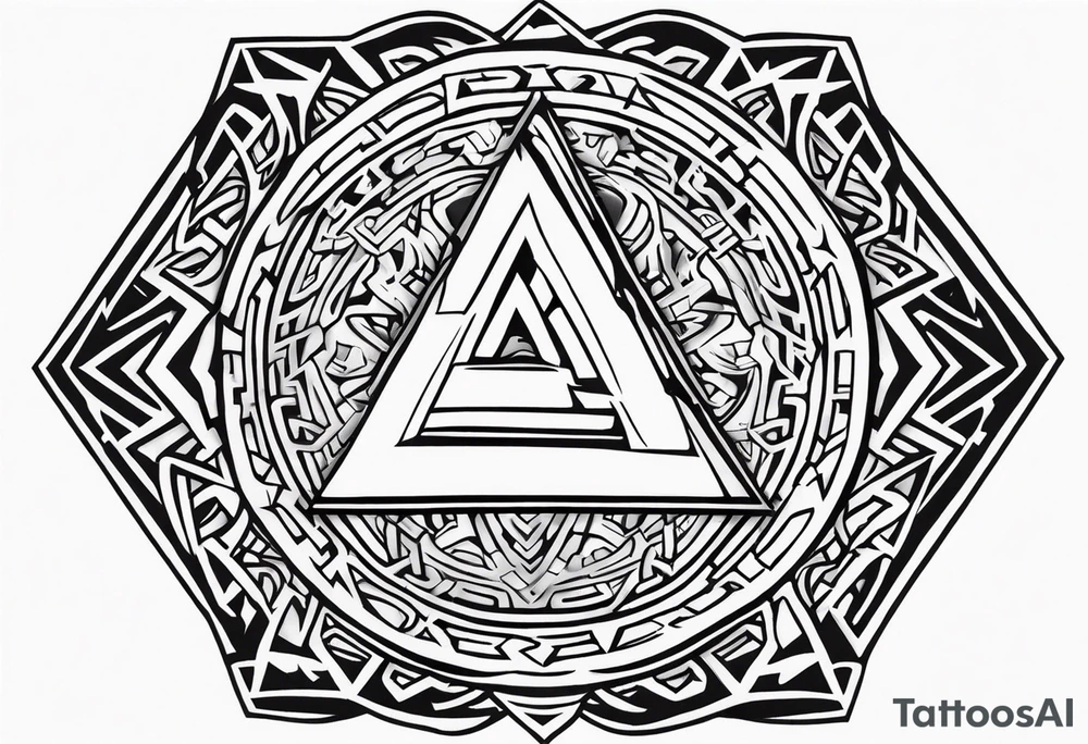 Valhalla shield valknut axe steps tattoo idea