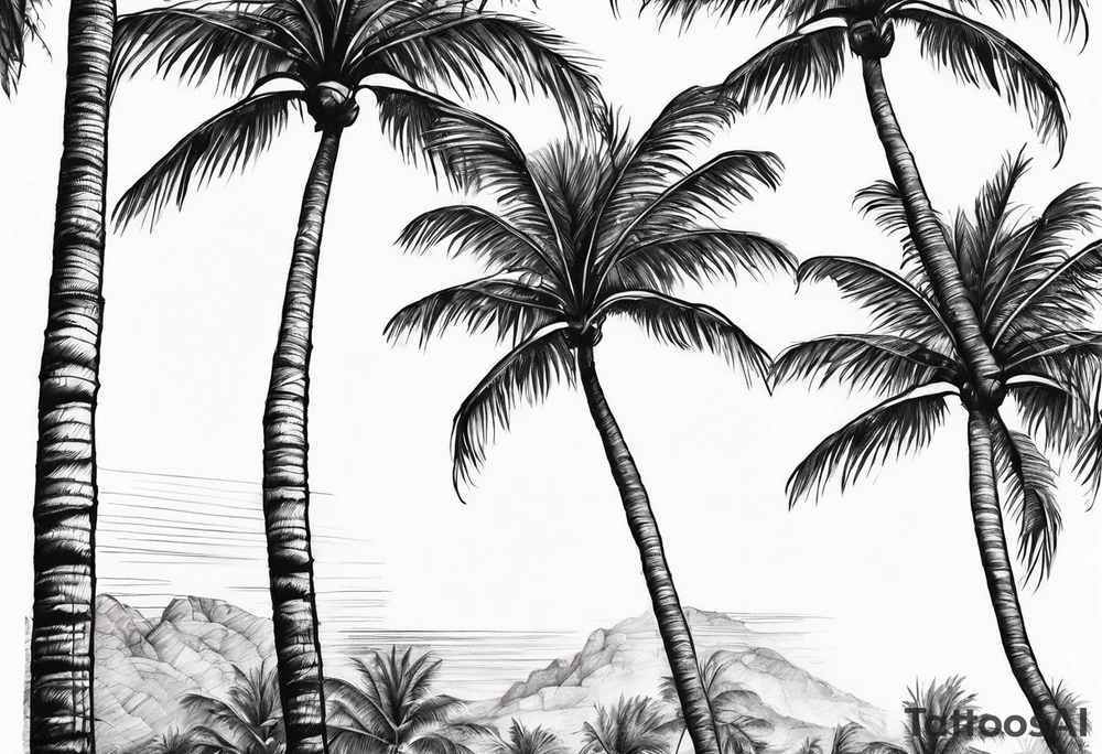 tall solitary royal palm tree tattoo idea