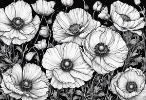 Cosmos and Poppies tattoo idea