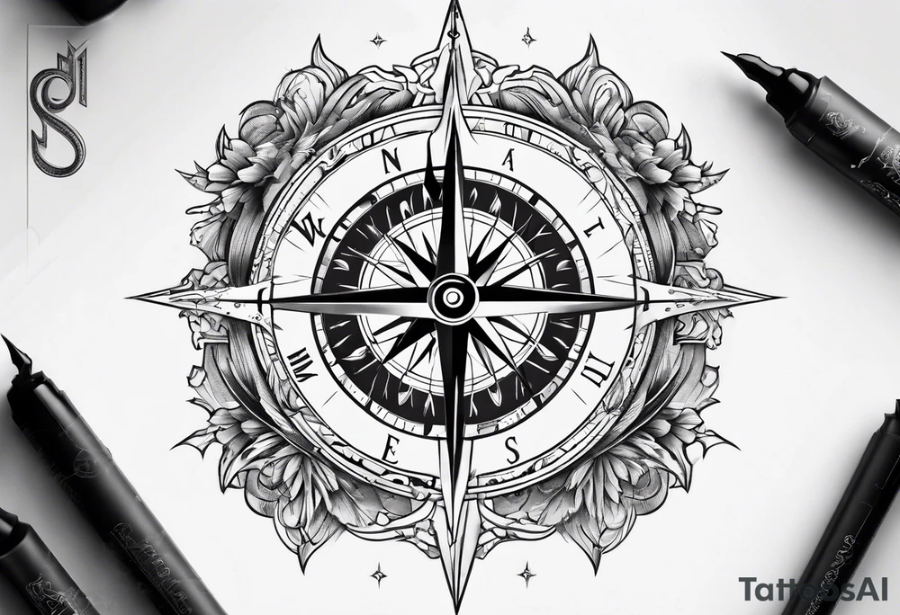 Compass broken tattoo idea