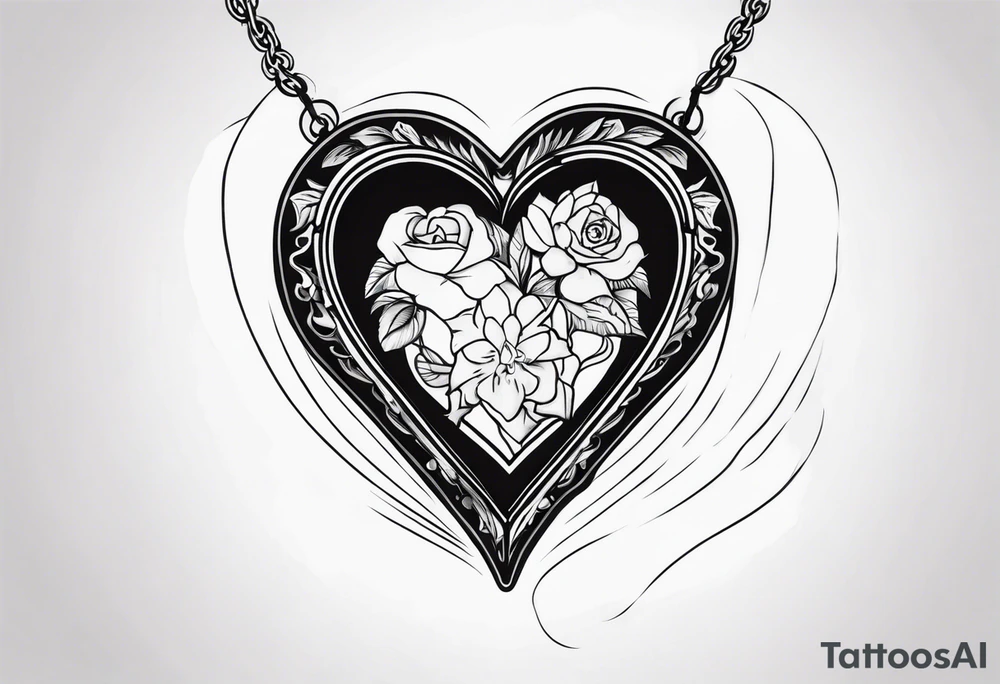 necklace heart locket with two human shadows tattoo idea necklace heart locket with two human shadows tattoo idea