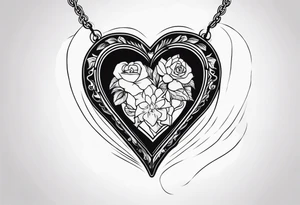 necklace heart locket with two human shadows tattoo idea