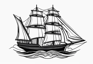 A American traditional sail ship made in a modern Blackwork style tattoo idea