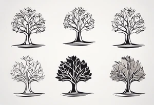 small minimalistic soft tree motif no border tattoo idea