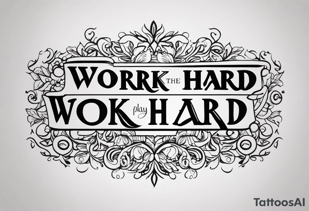 I want a tattoo containing the following two words "work hard" and "play hard". tattoo idea