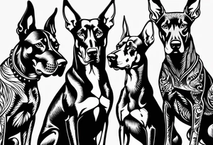 3 barking Dobermans tattoo idea