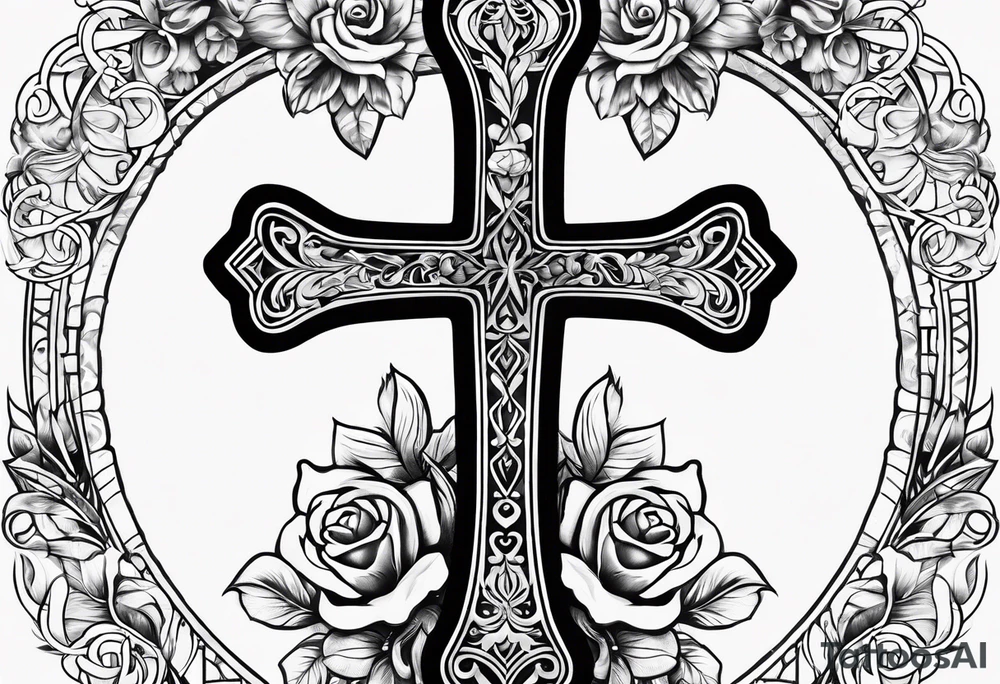 ankh with roses tattoo idea