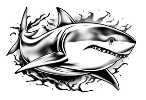 great white shark flowing tattoo idea