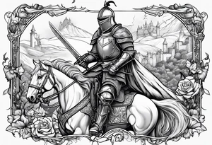 knight feeding cat tattoo idea