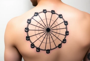 A Ferris wheel with tiny figures climbing it, representing Tris and Four’s iconic moment of trust and bravery, representing movie Divergent tattoo idea