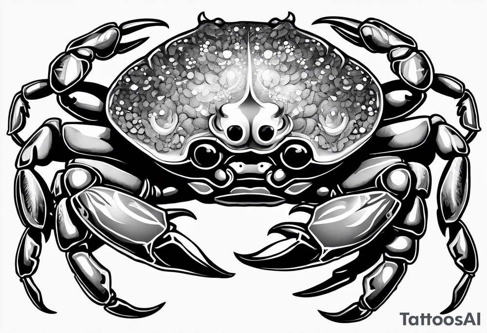 Crabs en blanco en negro con numero 69 tattoo idea