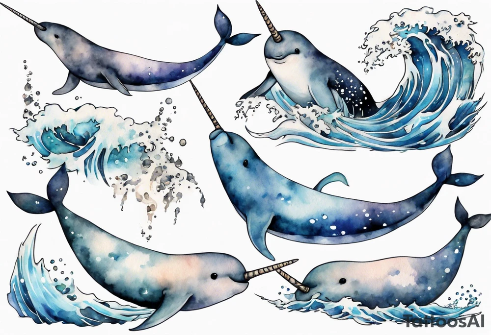 a narwhal in the arctic tattoo idea