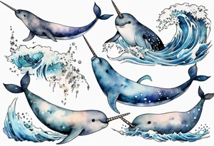 a narwhal in the arctic tattoo idea