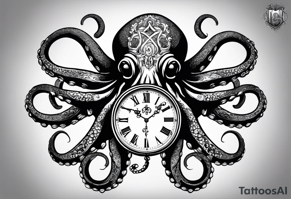 pocket watch wrapped under an aggressive octopus tattoo idea pocket watch wrapped under an aggressive octopus tattoo idea