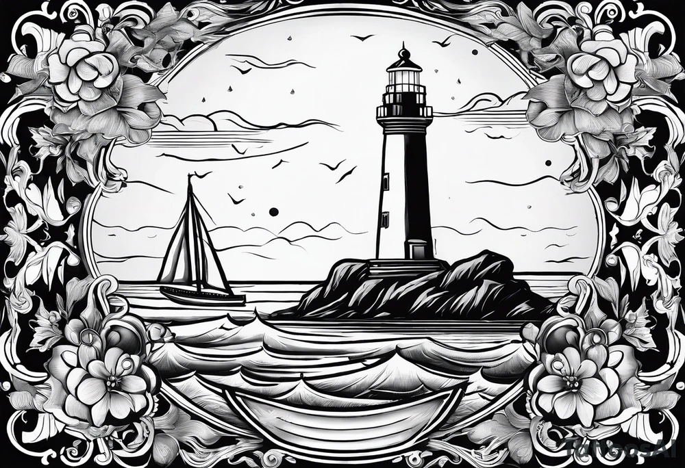 mat  de voilier en forme de phare marin. tattoo idea