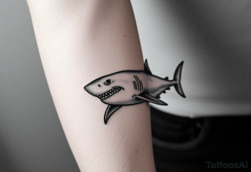 powerful  small great white shark moving forward tattoo tattoo idea
