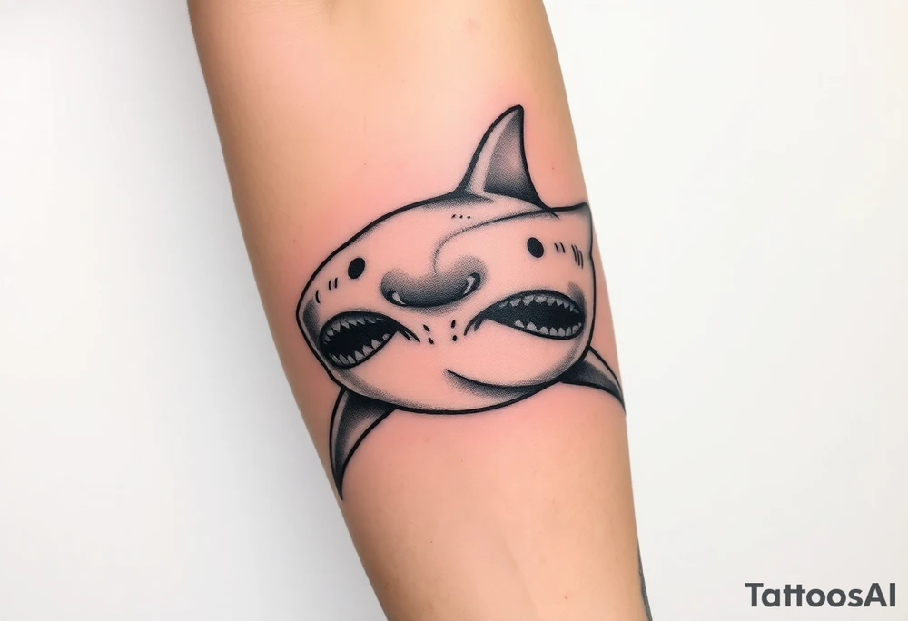 Masculine strong great white shark flowing forward in water tattoo idea