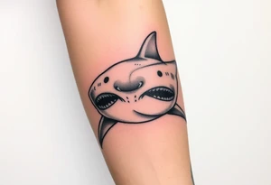 Masculine strong great white shark flowing forward in water tattoo idea