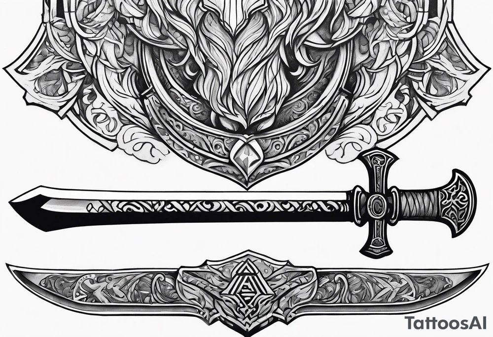 Valhalla sword axe tattoo idea