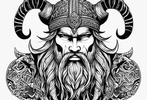 Triple horns tattoo with viking art around it tattoo idea