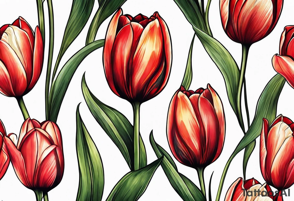 Tulips on finger tattoo idea