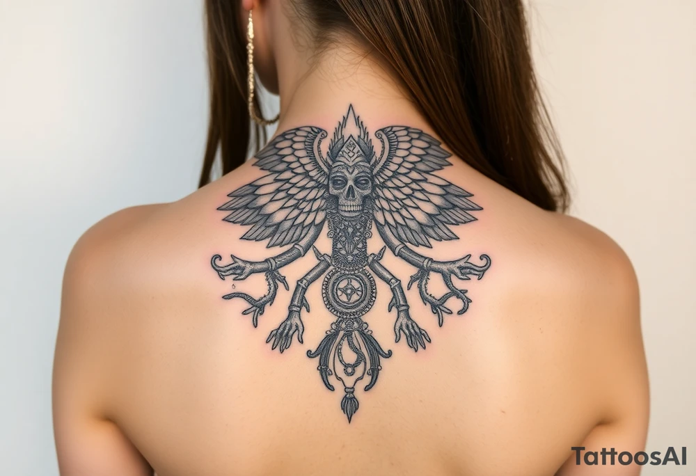 intricate anunnaki tattoo idea