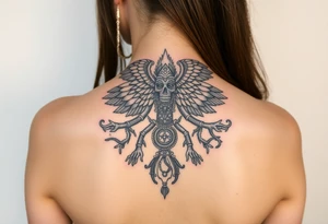 intricate anunnaki tattoo idea