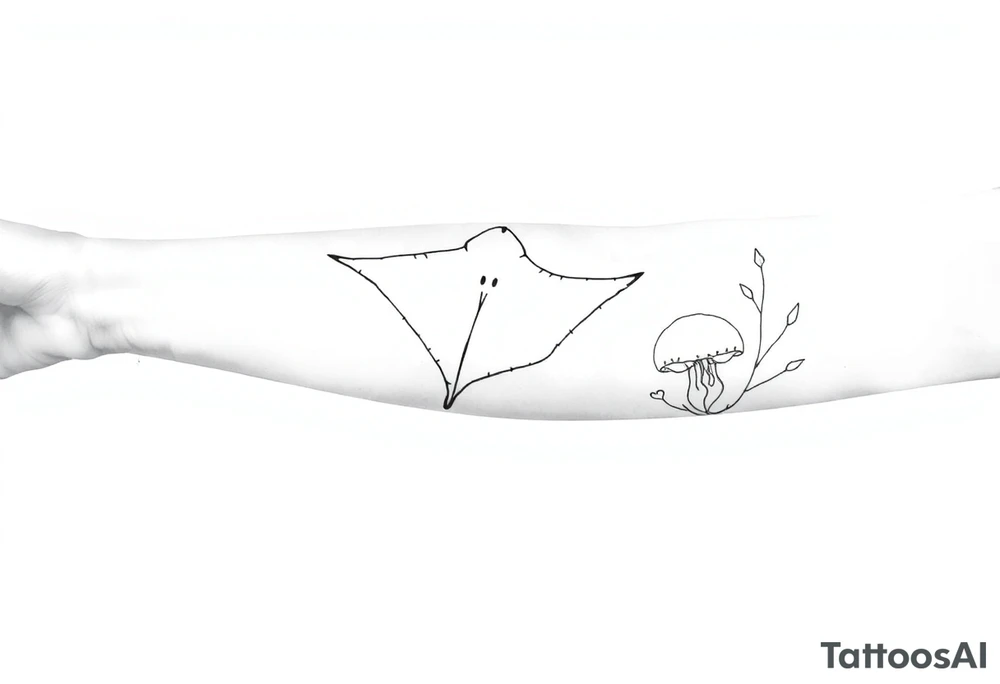 stingray, coral, jellyfish tattoo idea