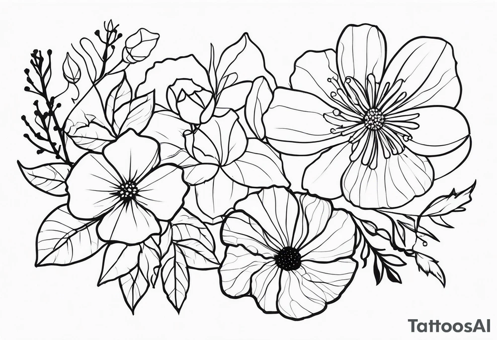 November, December, June, December flowers tattoo idea