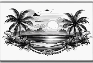 Palm tree postage stamp tattoo idea
